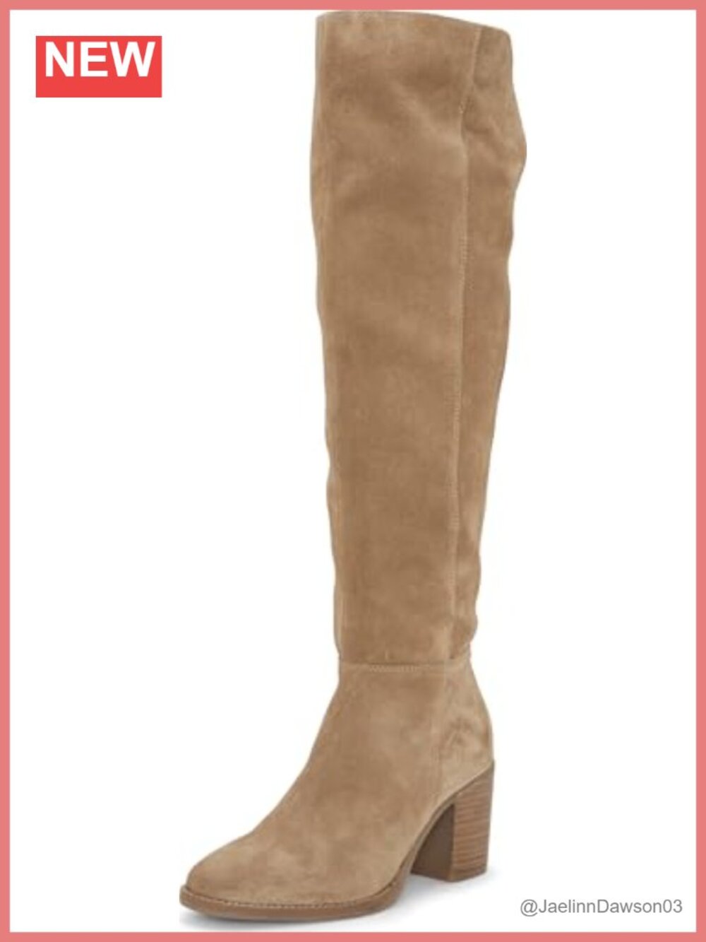 Studded Suede Over-the-Knee Boots Stacked Heel Zip